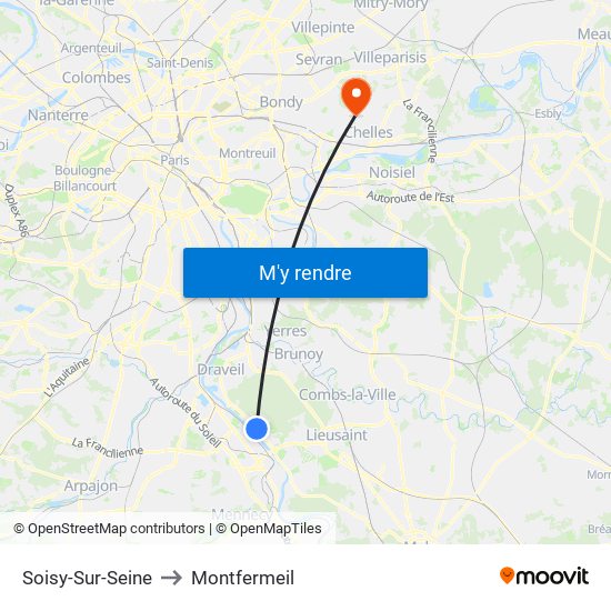 Soisy-Sur-Seine to Montfermeil map