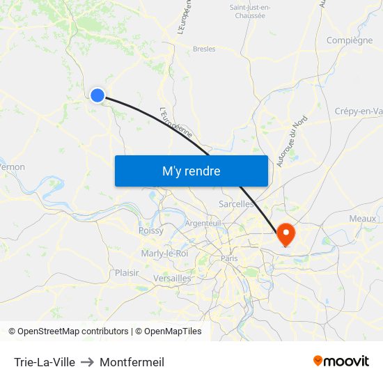 Trie-La-Ville to Montfermeil map