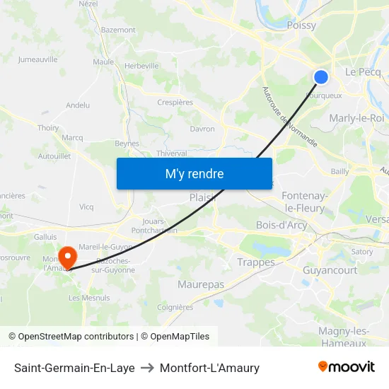 Saint-Germain-En-Laye to Montfort-L'Amaury map