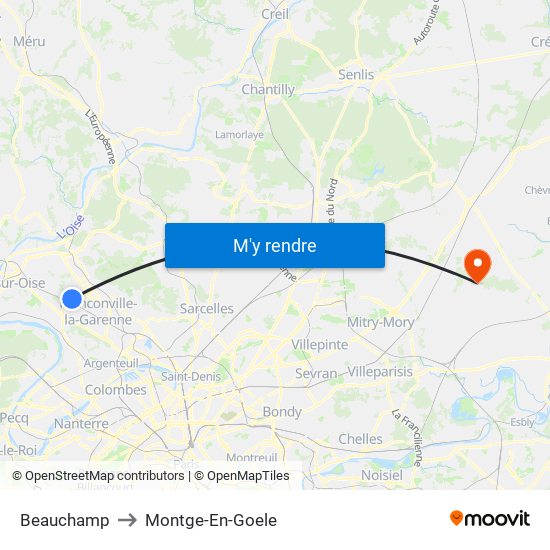 Beauchamp to Montge-En-Goele map