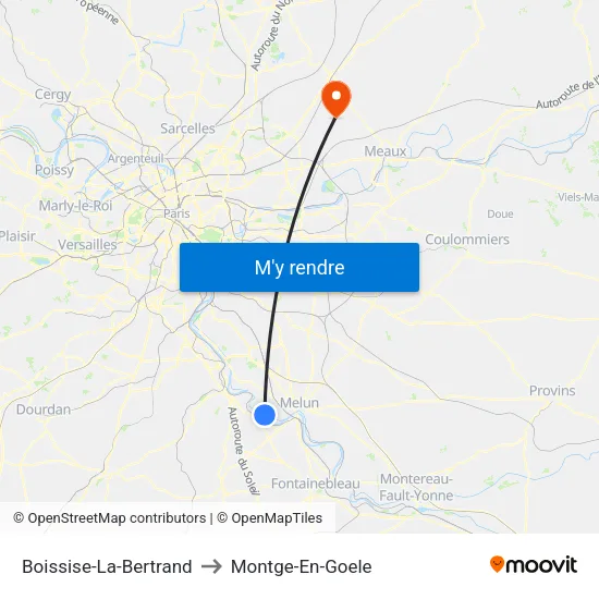 Boissise-La-Bertrand to Montge-En-Goele map