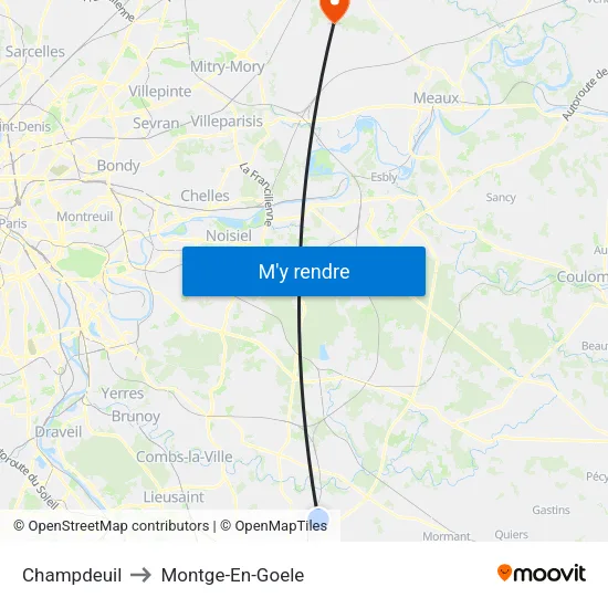 Champdeuil to Montge-En-Goele map