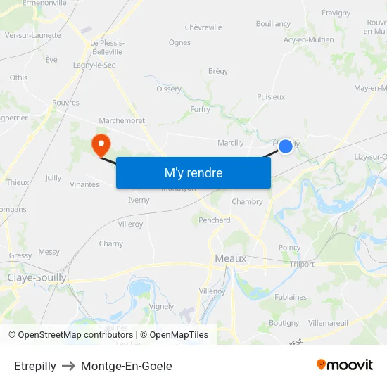 Etrepilly to Montge-En-Goele map