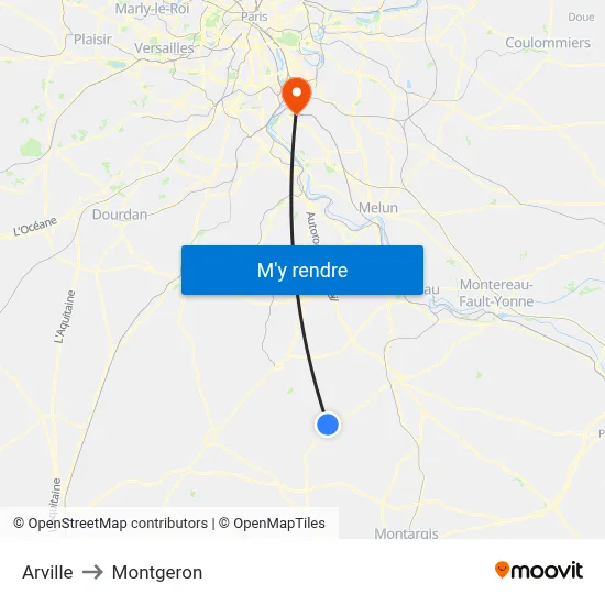 Arville to Montgeron map