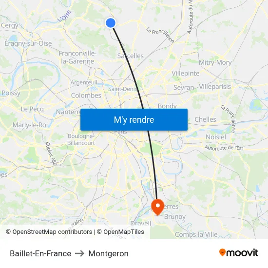 Baillet-En-France to Montgeron map