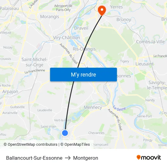 Ballancourt-Sur-Essonne to Montgeron map