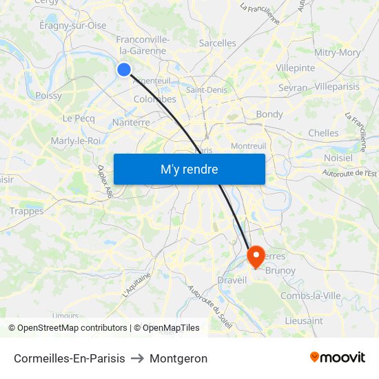 Cormeilles-En-Parisis to Montgeron map