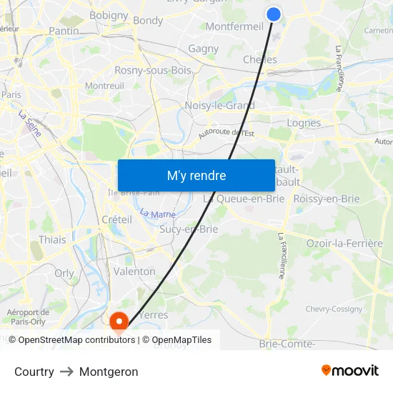 Courtry to Montgeron map