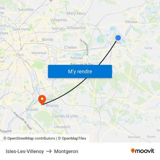 Isles-Les-Villenoy to Montgeron map