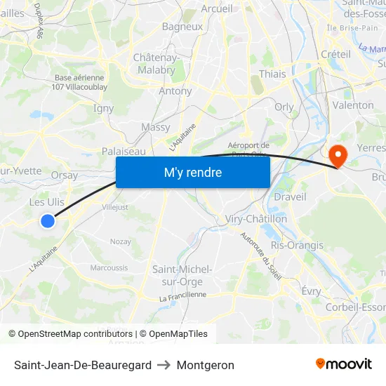 Saint-Jean-De-Beauregard to Montgeron map