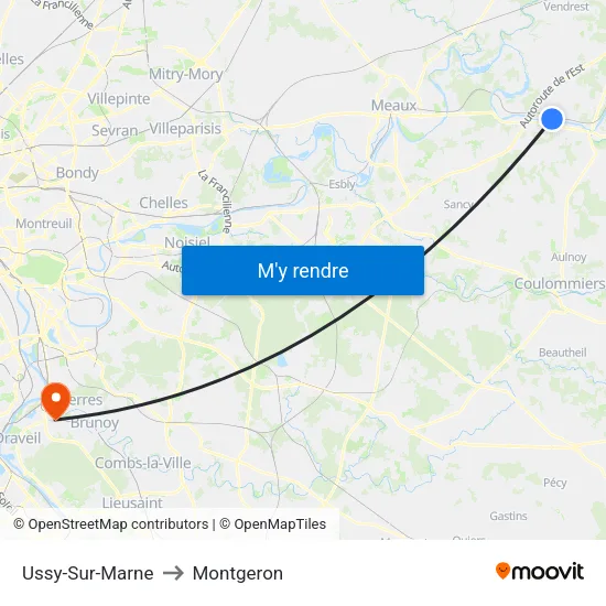 Ussy-Sur-Marne to Montgeron map