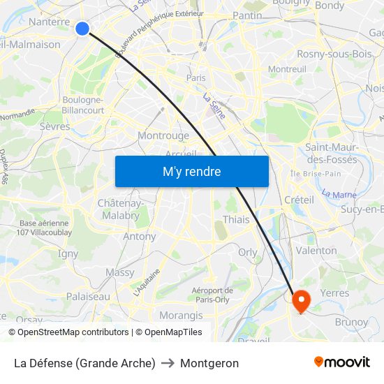 La Défense (Grande Arche) to Montgeron map