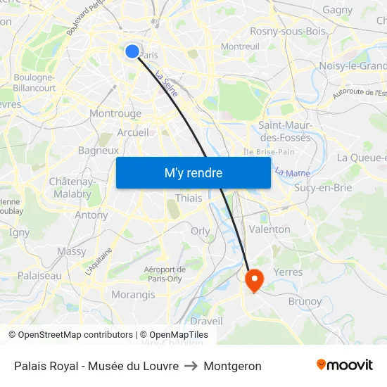 Palais Royal - Musée du Louvre to Montgeron map