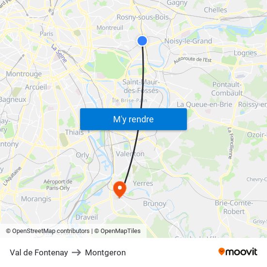 Val de Fontenay to Montgeron map