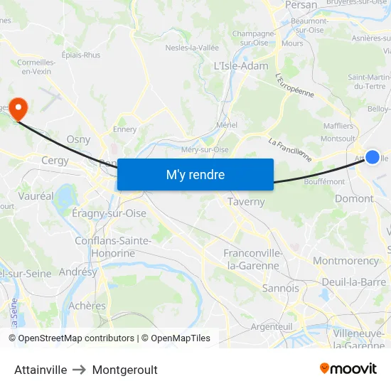 Attainville to Montgeroult map