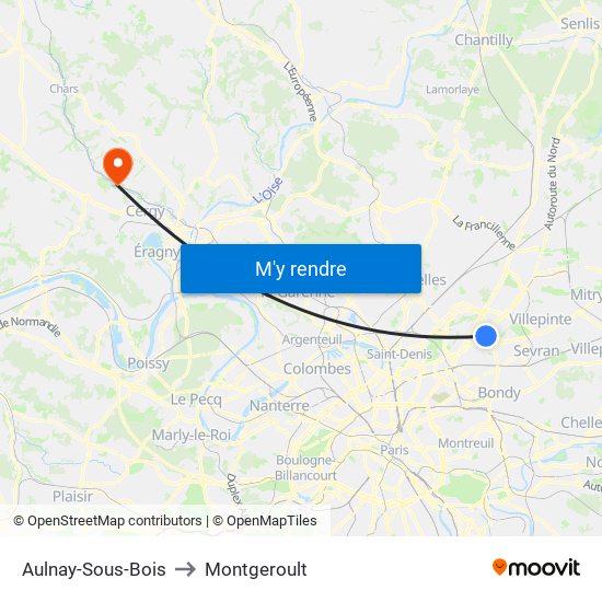 Aulnay-Sous-Bois to Montgeroult map