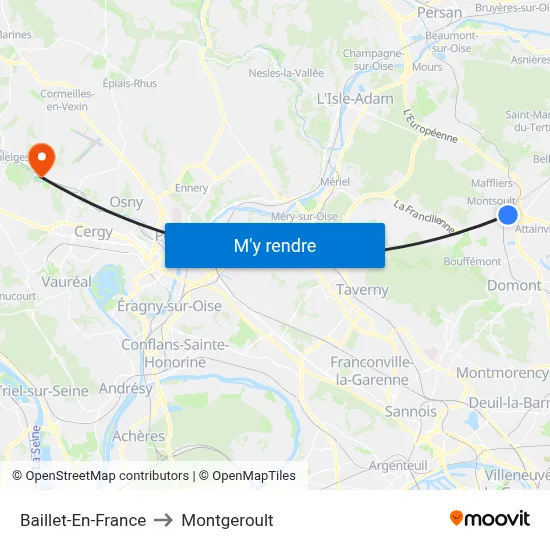Baillet-En-France to Montgeroult map