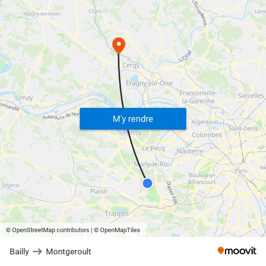 Bailly to Montgeroult map