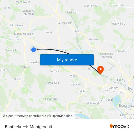 Banthelu to Montgeroult map