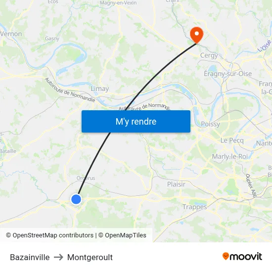 Bazainville to Montgeroult map