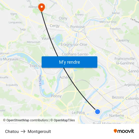 Chatou to Montgeroult map