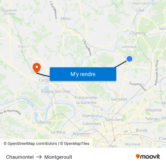 Chaumontel to Montgeroult map