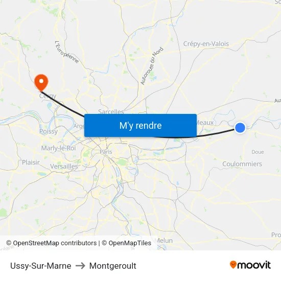 Ussy-Sur-Marne to Montgeroult map