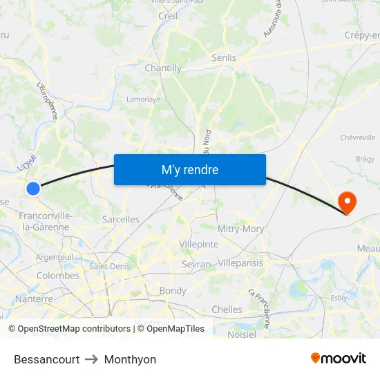 Bessancourt to Monthyon map
