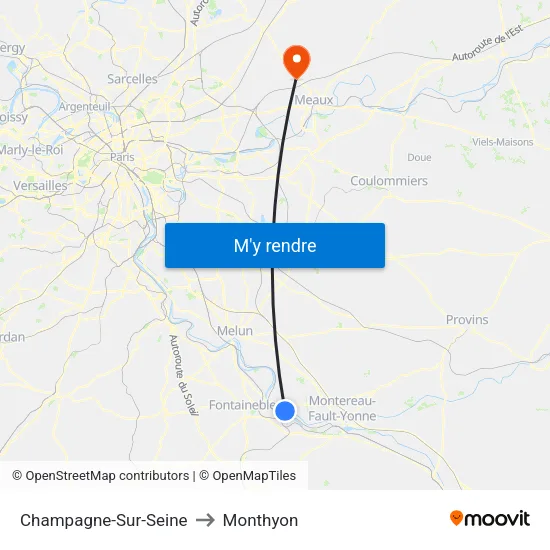 Champagne-Sur-Seine to Monthyon map