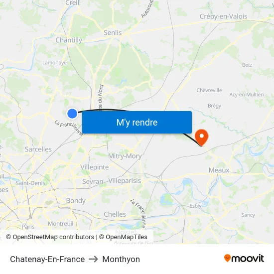 Chatenay-En-France to Monthyon map