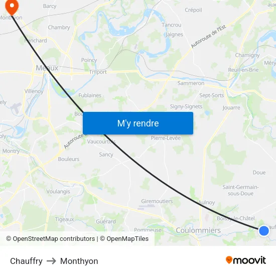 Chauffry to Monthyon map