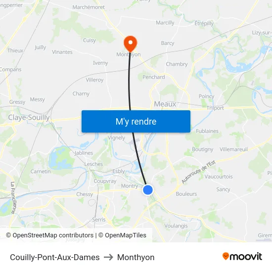 Couilly-Pont-Aux-Dames to Monthyon map