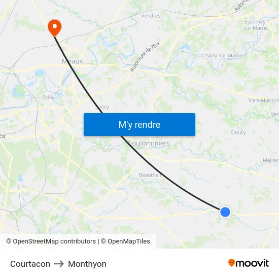 Courtacon to Monthyon map