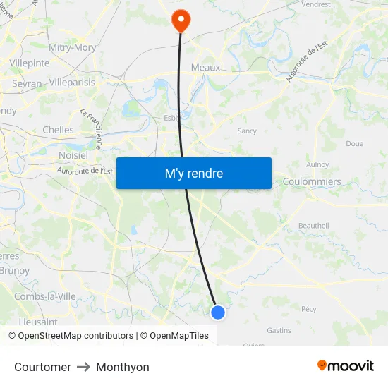Courtomer to Monthyon map