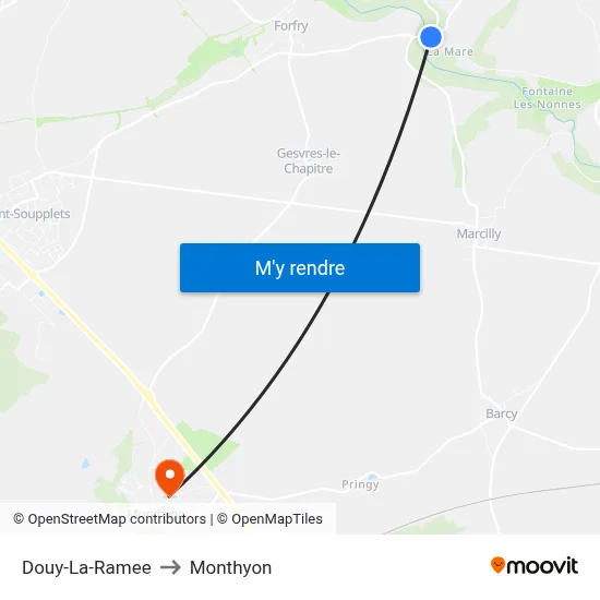 Douy-La-Ramee to Monthyon map