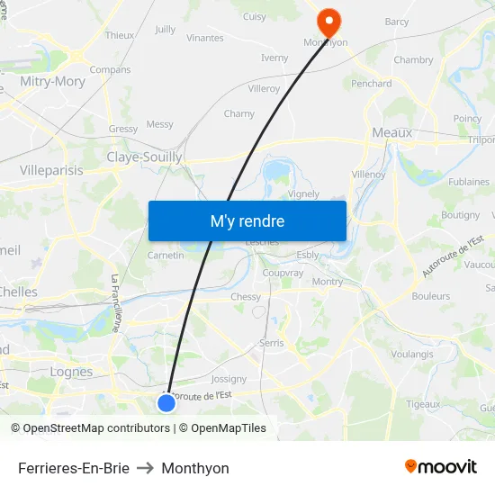Ferrieres-En-Brie to Monthyon map