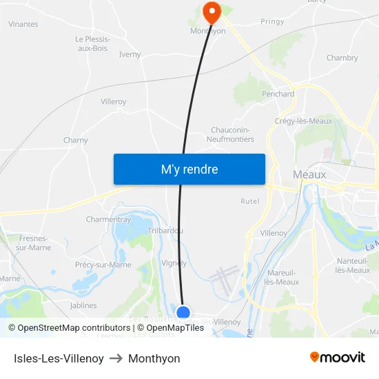 Isles-Les-Villenoy to Monthyon map