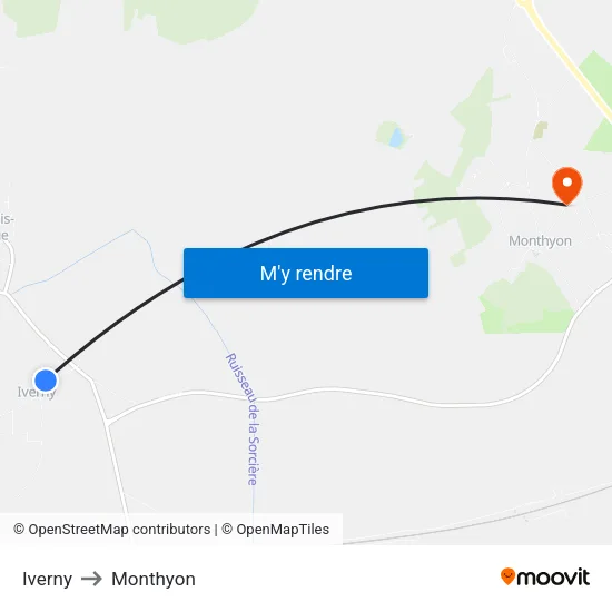 Iverny to Monthyon map