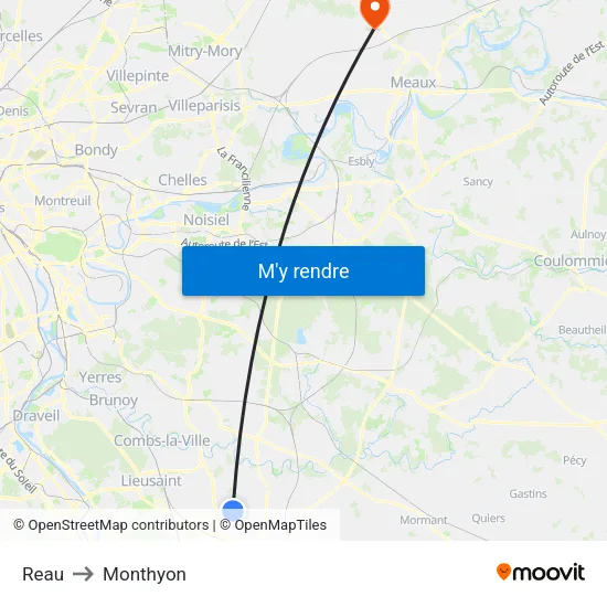 Reau to Monthyon map