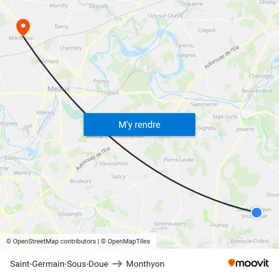 Saint-Germain-Sous-Doue to Monthyon map