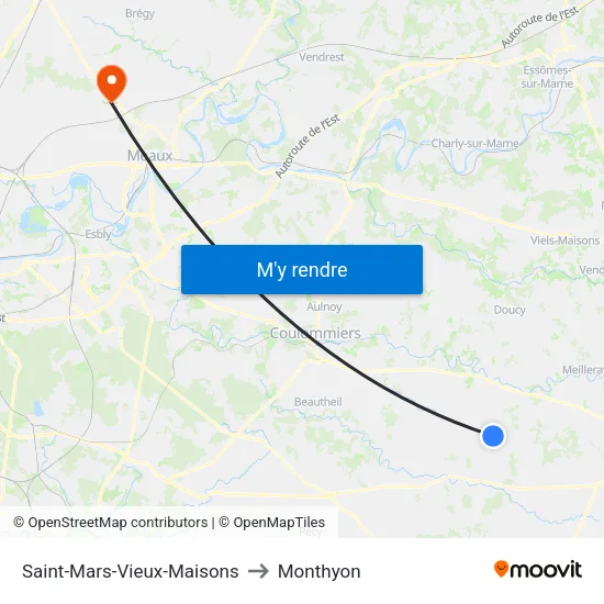 Saint-Mars-Vieux-Maisons to Monthyon map