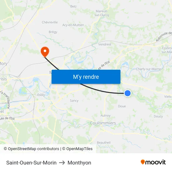 Saint-Ouen-Sur-Morin to Monthyon map
