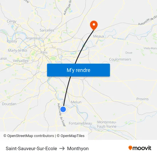 Saint-Sauveur-Sur-Ecole to Monthyon map