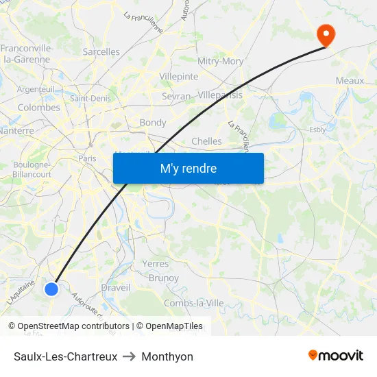 Saulx-Les-Chartreux to Monthyon map