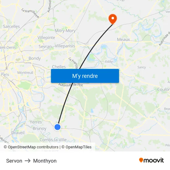 Servon to Monthyon map
