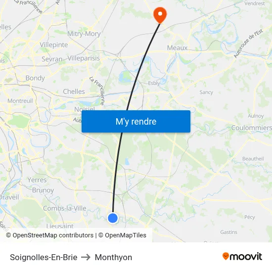 Soignolles-En-Brie to Monthyon map
