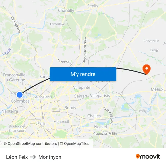 Léon Feix to Monthyon map