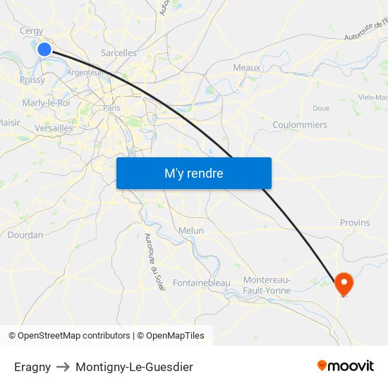 Eragny to Montigny-Le-Guesdier map