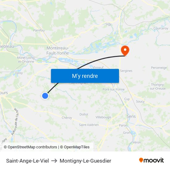 Saint-Ange-Le-Viel to Montigny-Le-Guesdier map