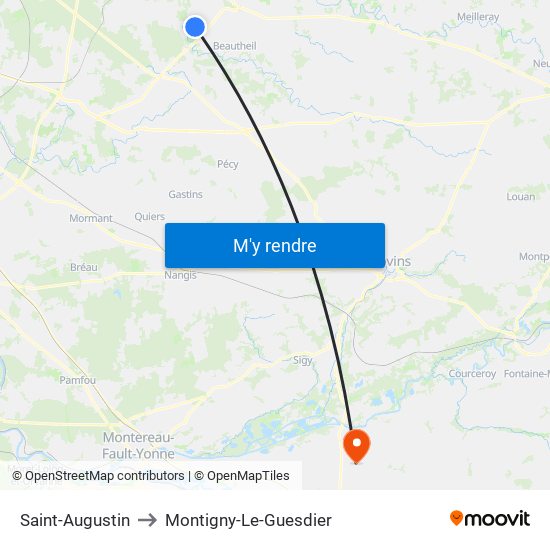 Saint-Augustin to Montigny-Le-Guesdier map